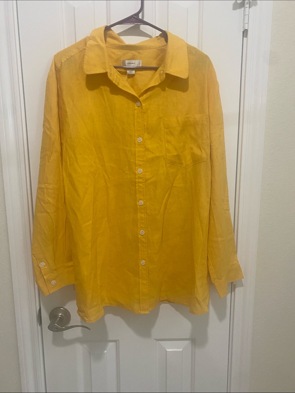 cjbanks Oversized Linen Blend Mustard Color Boyfriend Shirt Size 1X NWT
